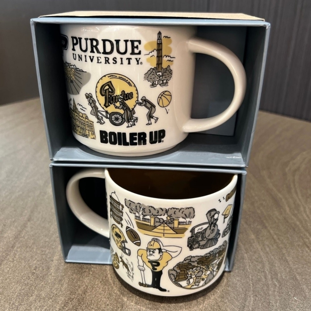 Set of 2 NEW 14oz Starbucks Purdue Been There Campus Collection mugs